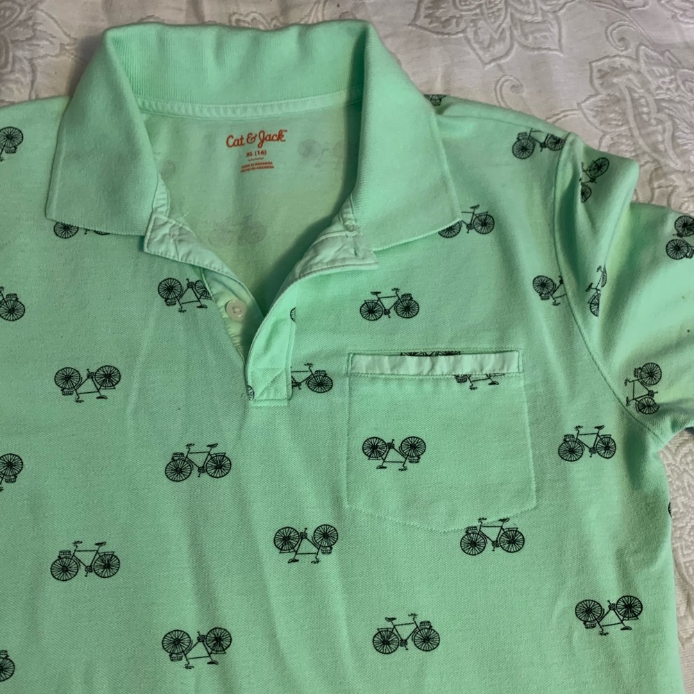 Cat & Jack Green Bicycle Shirt